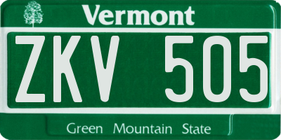 VT license plate ZKV505