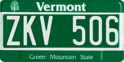 VT license plate ZKV506