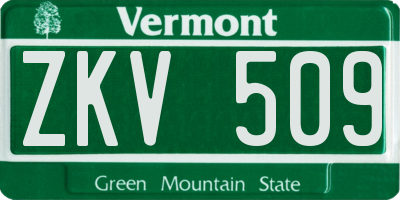VT license plate ZKV509