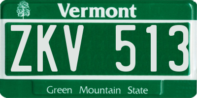 VT license plate ZKV513