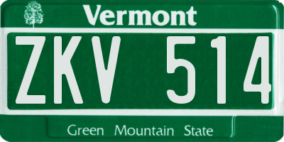 VT license plate ZKV514