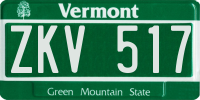 VT license plate ZKV517