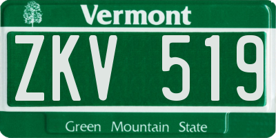 VT license plate ZKV519