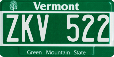 VT license plate ZKV522