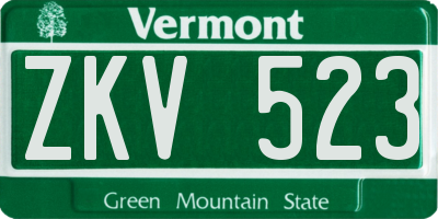 VT license plate ZKV523