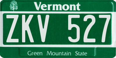 VT license plate ZKV527