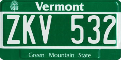 VT license plate ZKV532