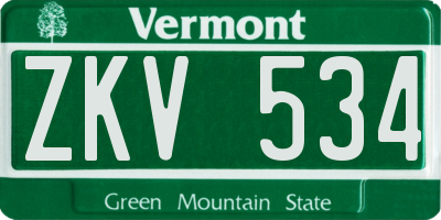 VT license plate ZKV534
