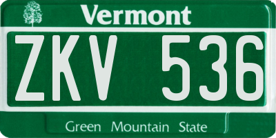 VT license plate ZKV536