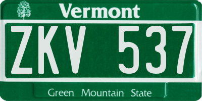 VT license plate ZKV537
