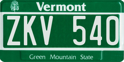 VT license plate ZKV540