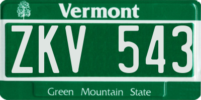 VT license plate ZKV543