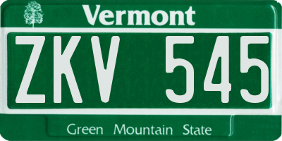 VT license plate ZKV545