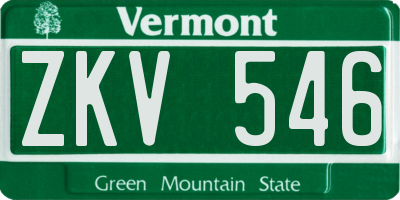 VT license plate ZKV546
