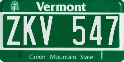 VT license plate ZKV547
