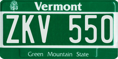 VT license plate ZKV550