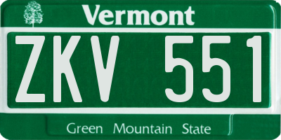 VT license plate ZKV551
