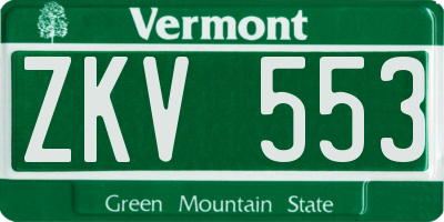 VT license plate ZKV553
