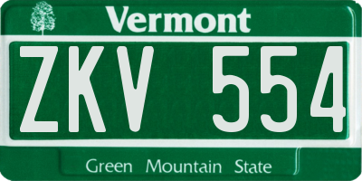 VT license plate ZKV554