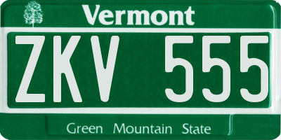 VT license plate ZKV555