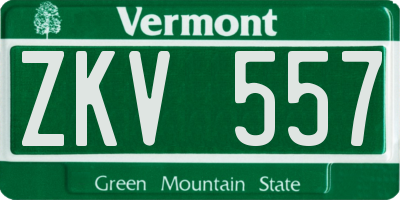 VT license plate ZKV557