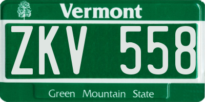 VT license plate ZKV558