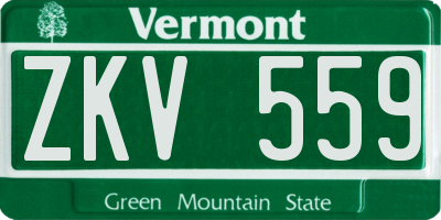 VT license plate ZKV559
