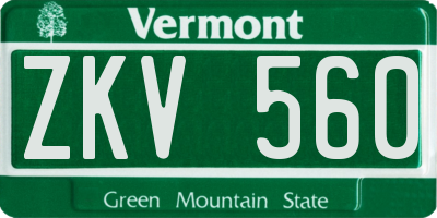 VT license plate ZKV560