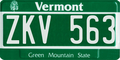VT license plate ZKV563