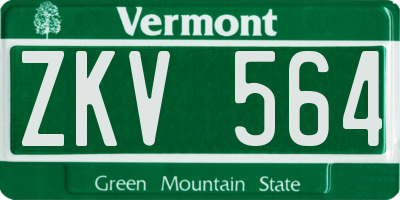 VT license plate ZKV564