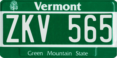 VT license plate ZKV565