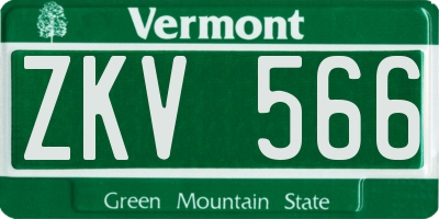 VT license plate ZKV566