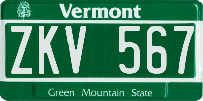 VT license plate ZKV567