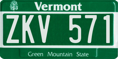 VT license plate ZKV571