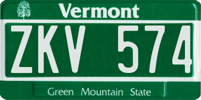 VT license plate ZKV574