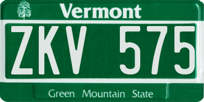 VT license plate ZKV575