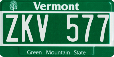 VT license plate ZKV577