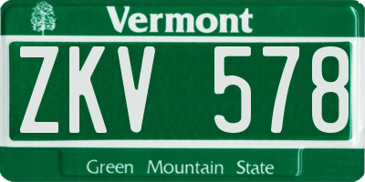 VT license plate ZKV578