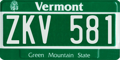 VT license plate ZKV581