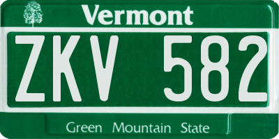 VT license plate ZKV582