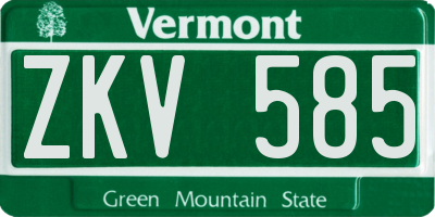 VT license plate ZKV585