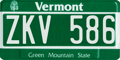 VT license plate ZKV586