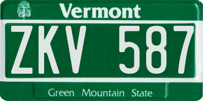 VT license plate ZKV587