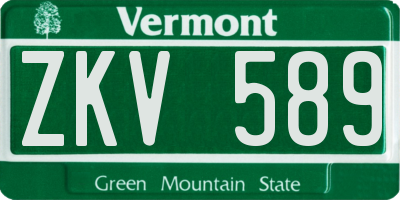 VT license plate ZKV589