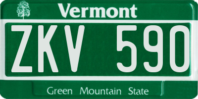 VT license plate ZKV590