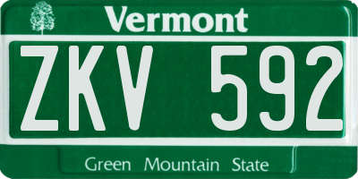 VT license plate ZKV592