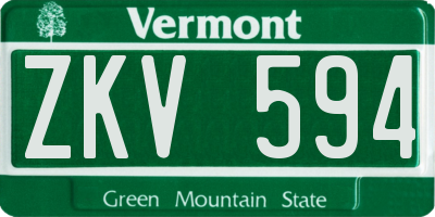 VT license plate ZKV594