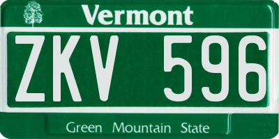 VT license plate ZKV596