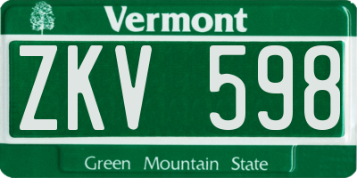 VT license plate ZKV598
