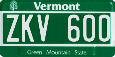 VT license plate ZKV600